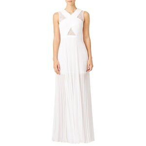 BCBGMaxazria Women's White Caia Pleated Maxi Dress Gown - 4
